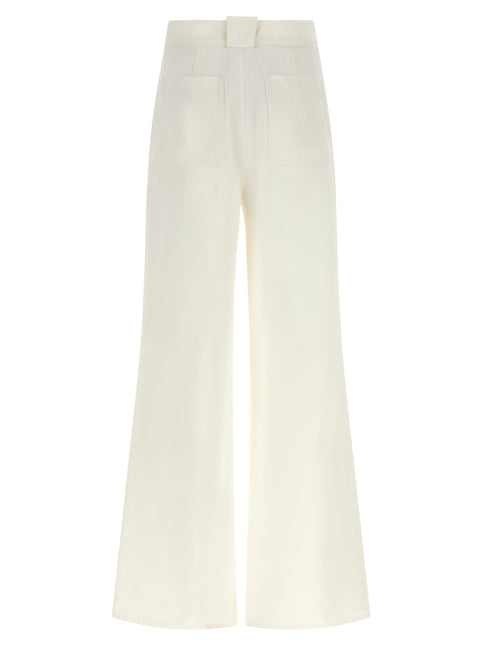 Max Mara White Cotton Flared Pants