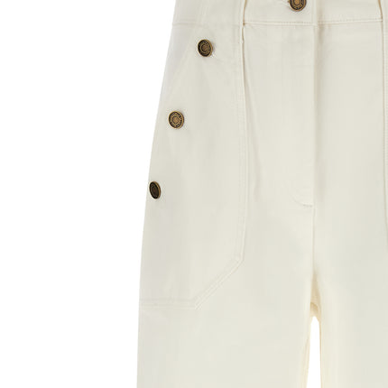 Max Mara White Cotton Flared Pants