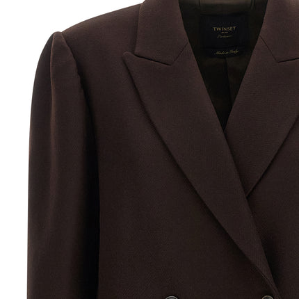 Twinset Brown Wool Coat