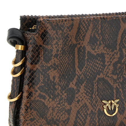 PINKO Brown Calfskin Crossbody Bag