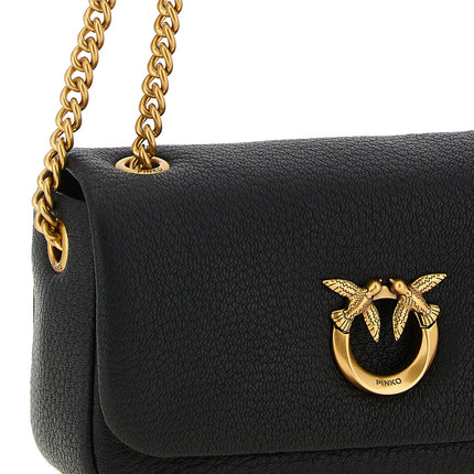PINKO Black Lamb Leather Shoulder Bag