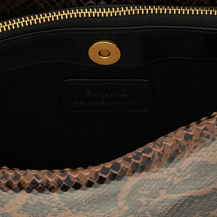 PINKO Brown Calfskin Crossbody Bag