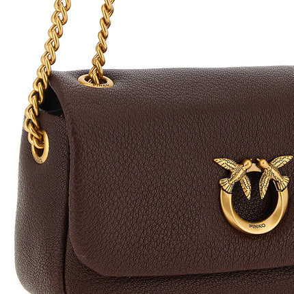 PINKO Brown Lamb Leather Shoulder Bag