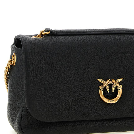 PINKO Black Lamb Leather Shoulder Bag