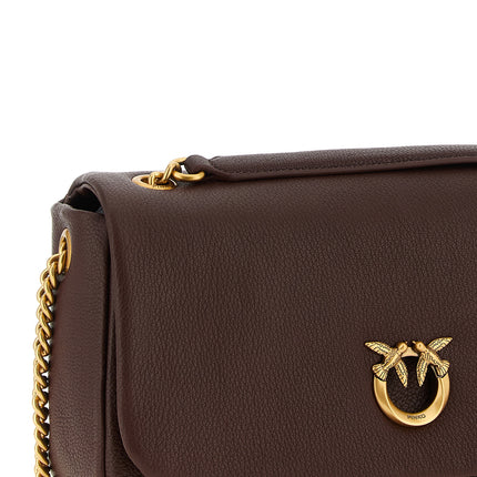 PINKO Brown Lamb Leather Shoulder Bag