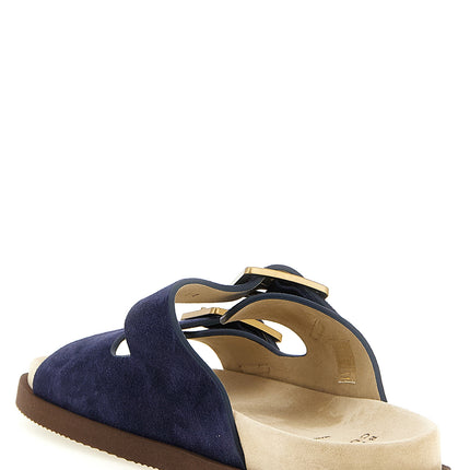 Brunello Cucinelli Blue Calfskin Slides