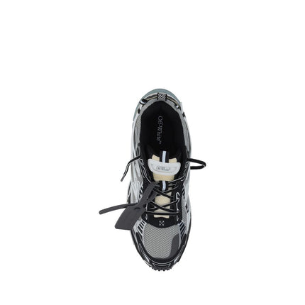 Off-White Gray Polyurethane Athletic Sneakers