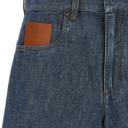 Fendi Blue Cotton Bermuda Shorts Fendi