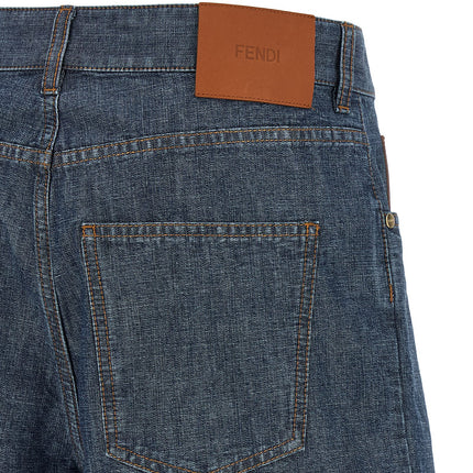 Fendi Blue Cotton Bermuda Shorts Fendi