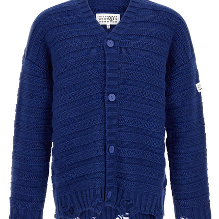 MM6 Maison Margiela Blue Virgin Wool Cardigan