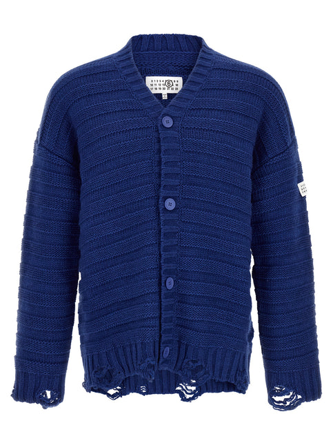 MM6 Maison Margiela Blue Virgin Wool Cardigan