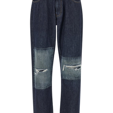 MM6 Maison Margiela Blue Cotton Straight-Leg Jeans MM6 Maison Margiela