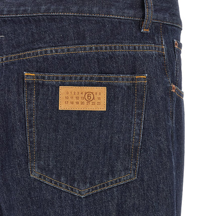 MM6 Maison Margiela Blue Cotton Straight-Leg Jeans MM6 Maison Margiela
