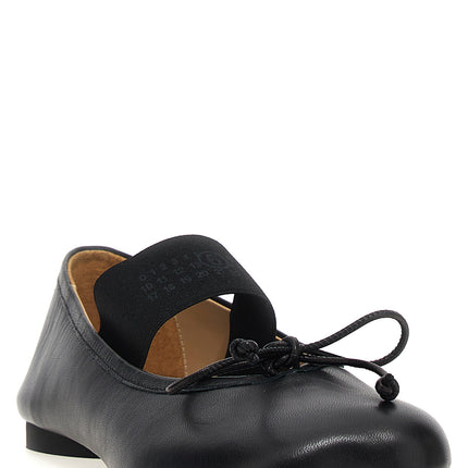 MM6 Maison Margiela Black Leather Ballet Flats