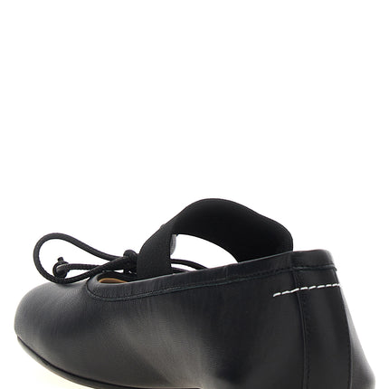 MM6 Maison Margiela Black Leather Ballet Flats