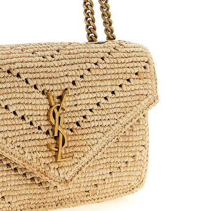 Saint Laurent Beige Raffia Shoulder Bag