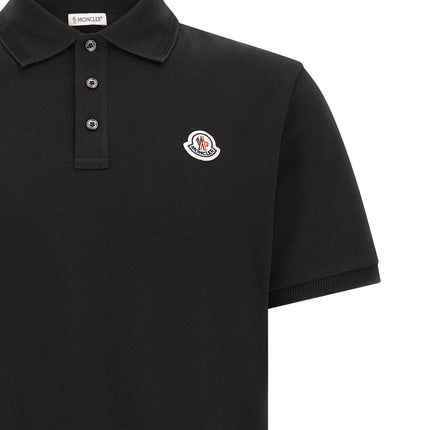 Moncler Black Cotton Polo Shirt