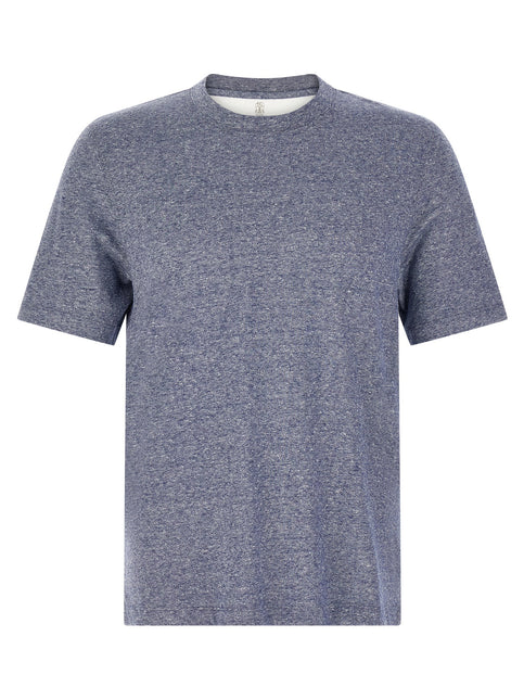 Brunello Cucinelli Blue Linen T-Shirt Brunello Cucinelli