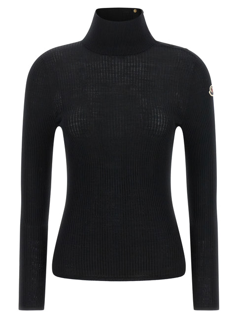 Moncler Black Virgin Wool Cardigan