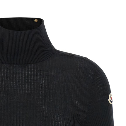 Moncler Black Virgin Wool Cardigan