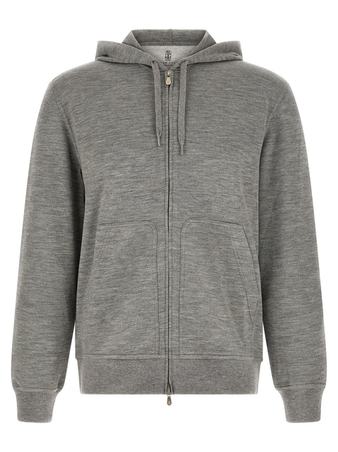Brunello Cucinelli Gray Cashmere Sweatshirt Brunello Cucinelli