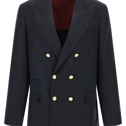 Brunello Cucinelli Blue Silk Blazer Brunello Cucinelli