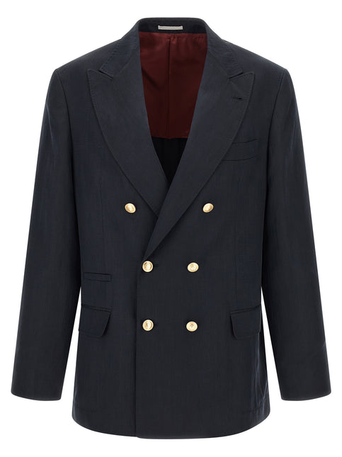 Brunello Cucinelli Blue Silk Blazer Brunello Cucinelli