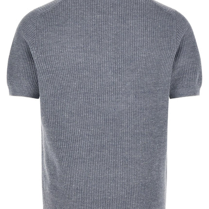 Brunello Cucinelli Blue Linen Polo Shirt