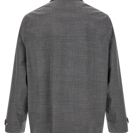 Brunello Cucinelli Gray Virgin Wool Full-Length Jacket Brunello Cucinelli