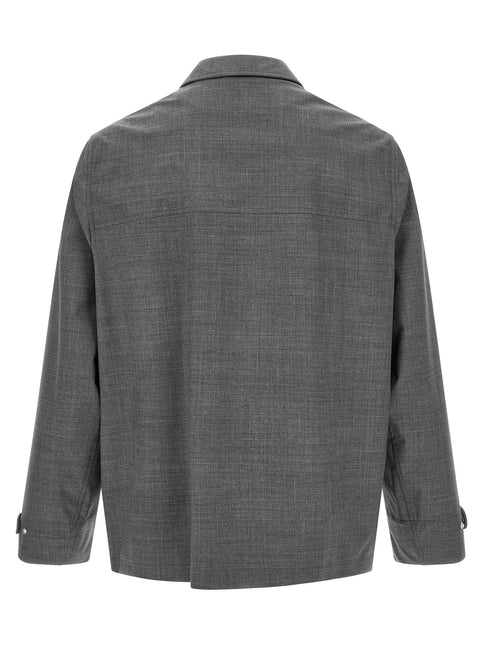 Brunello Cucinelli Gray Virgin Wool Full-Length Jacket Brunello Cucinelli