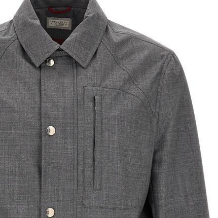 Brunello Cucinelli Gray Virgin Wool Full-Length Jacket Brunello Cucinelli