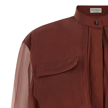 Brunello Cucinelli Brown Cotton Blouse