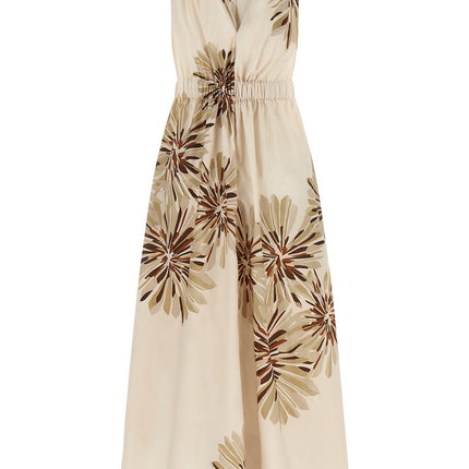 Brunello Cucinelli Beige Cotton Midi Dress Brunello Cucinelli