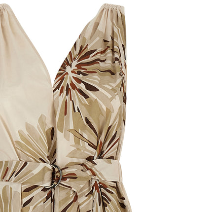 Brunello Cucinelli Beige Cotton Midi Dress Brunello Cucinelli