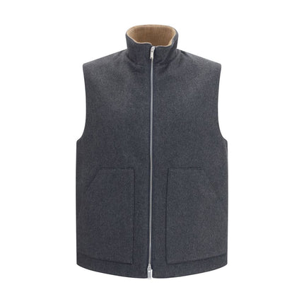 Lardini Gray Wool Oves Aries Sleeveless Jacket Lardini