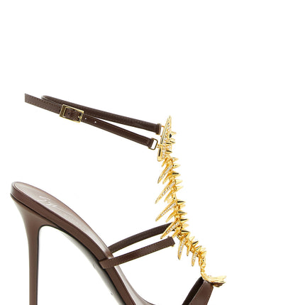 Giuseppe Zanotti Brown Lamb Leather Stiletto Heel Sandals