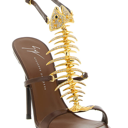 Giuseppe Zanotti Brown Lamb Leather Stiletto Heel Sandals