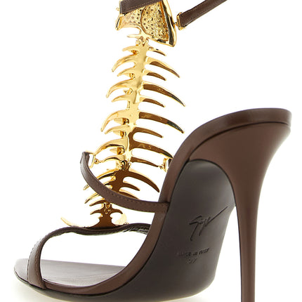 Giuseppe Zanotti Brown Lamb Leather Stiletto Heel Sandals