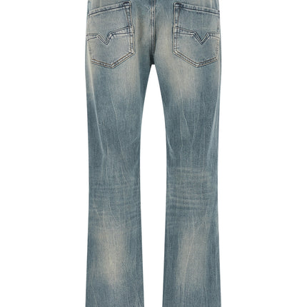 Diesel Blue Cotton Straight-Leg Jeans Diesel