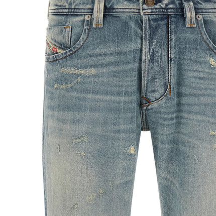 Diesel Blue Cotton Straight-Leg Jeans Diesel