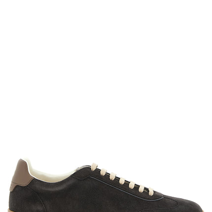 Brunello Cucinelli Gray Calfskin Low Top Sneakers Brunello Cucinelli