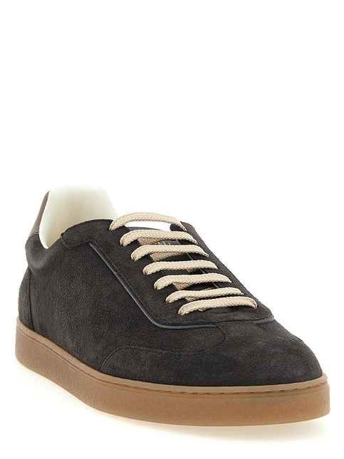 Brunello Cucinelli Gray Calfskin Low Top Sneakers Brunello Cucinelli