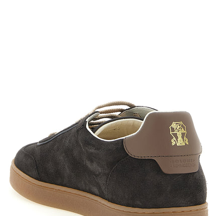 Brunello Cucinelli Gray Calfskin Low Top Sneakers Brunello Cucinelli
