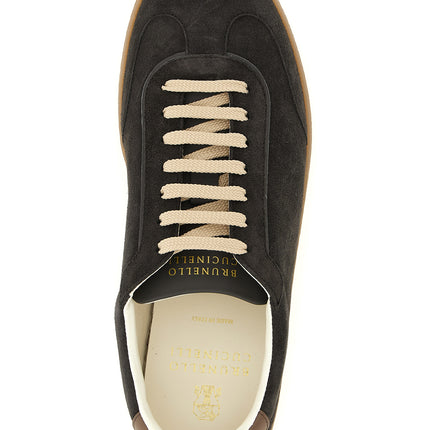 Brunello Cucinelli Gray Calfskin Low Top Sneakers Brunello Cucinelli