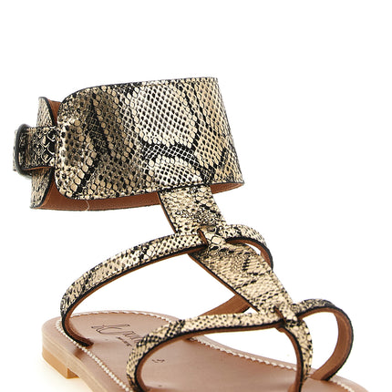 K.JACQUES SAINT TROPEZ Gray Goatskin Flat Sandals K.JACQUES SAINT TROPEZ