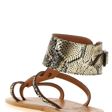 K.JACQUES SAINT TROPEZ Gray Goatskin Flat Sandals K.JACQUES SAINT TROPEZ