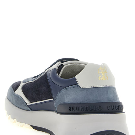 Brunello Cucinelli Blue Calfskin Athletic Sneakers