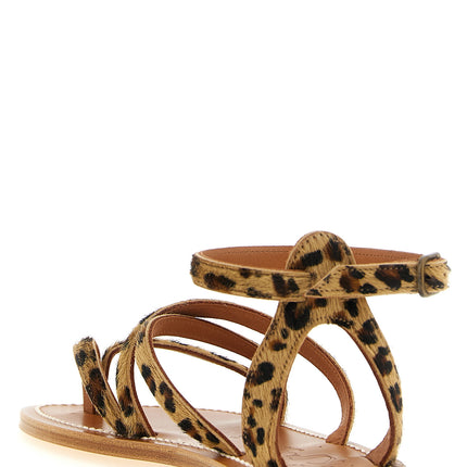 K.JACQUES SAINT TROPEZ Brown Cowhide Flat Sandals K.JACQUES SAINT TROPEZ