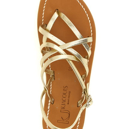 K.JACQUES SAINT TROPEZ Gold Calfskin Flat Sandals