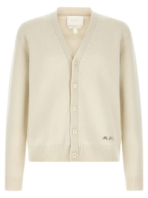 A.P.C. White Wool Cardigan